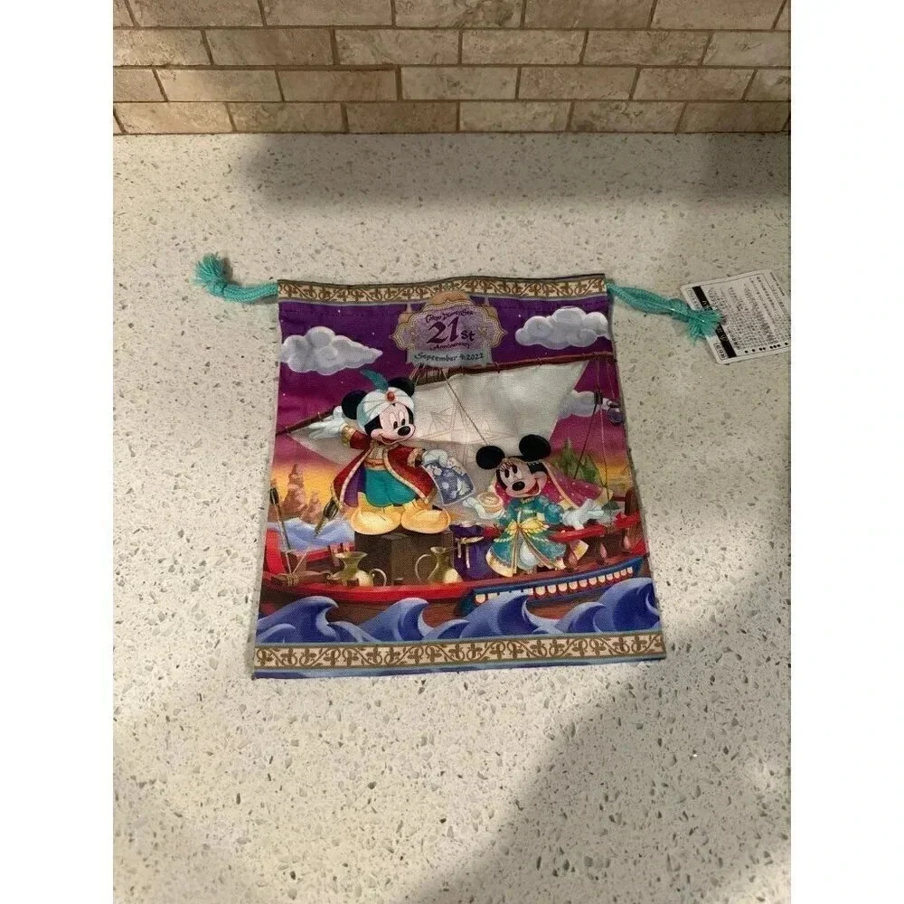 Tokyo DisneySea 21st Anniversary Souvenir Drawstring Bag b1